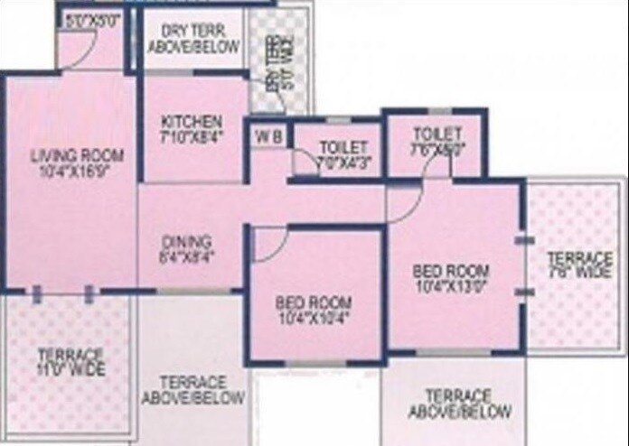 Floor plan of 2 BHK 1000 Sq. Ft. Apartment in Vaishnavi Sahil Vighnesh, Pune