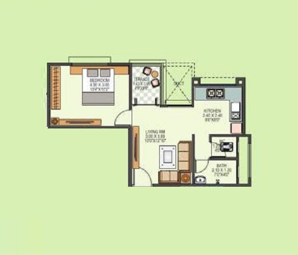 Floor plan of 1 BHK 520 Sq. Ft. Apartment in Vaishnavi Shubh Shagun, Pune