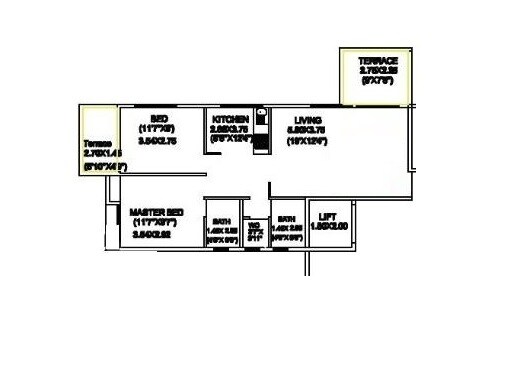 Floor plan of 2 BHK 998 Sq. Ft. Apartment in Vakratund Bhagirthi Classic, Pune