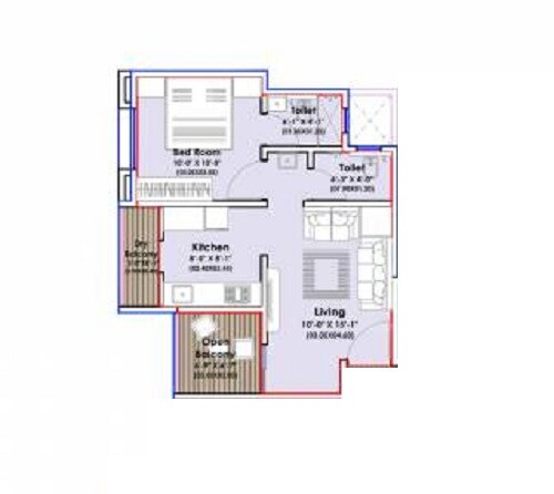 Floor plan of 1 BHK 446 Sq. Ft. Apartment in Vansh Viva, Pune