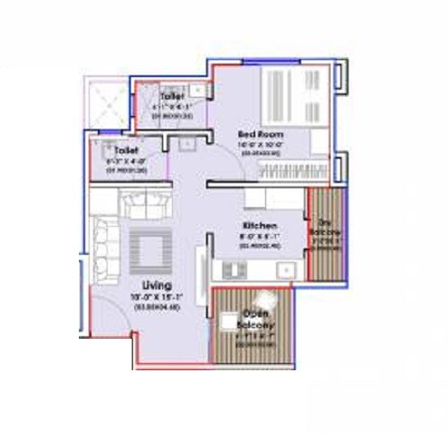 Floor plan of 1 BHK 468 Sq. Ft. Apartment in Vansh Viva, Pune