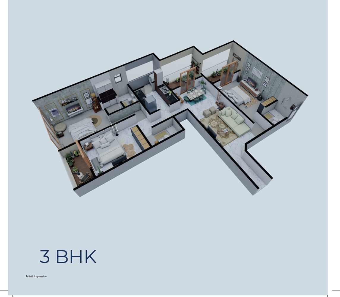 3 BHK 1260 Sq. Ft. Apartment