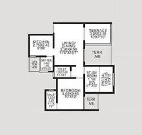 Floor plan of 2 BHK 744 Sq. Ft. Apartment in Vardhaman Moonstone, Pune