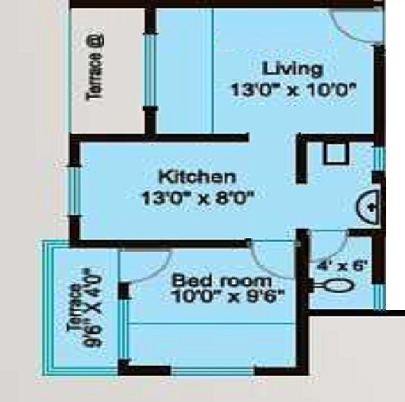 Floor plan of 1 BHK 608 Sq. Ft. Apartment in Vardhaman Township, Pune