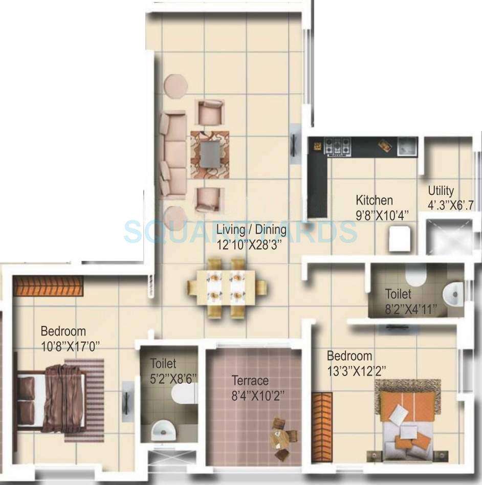 2 BHK 1350 Sq. Ft. Apartment in Vascon Aurum