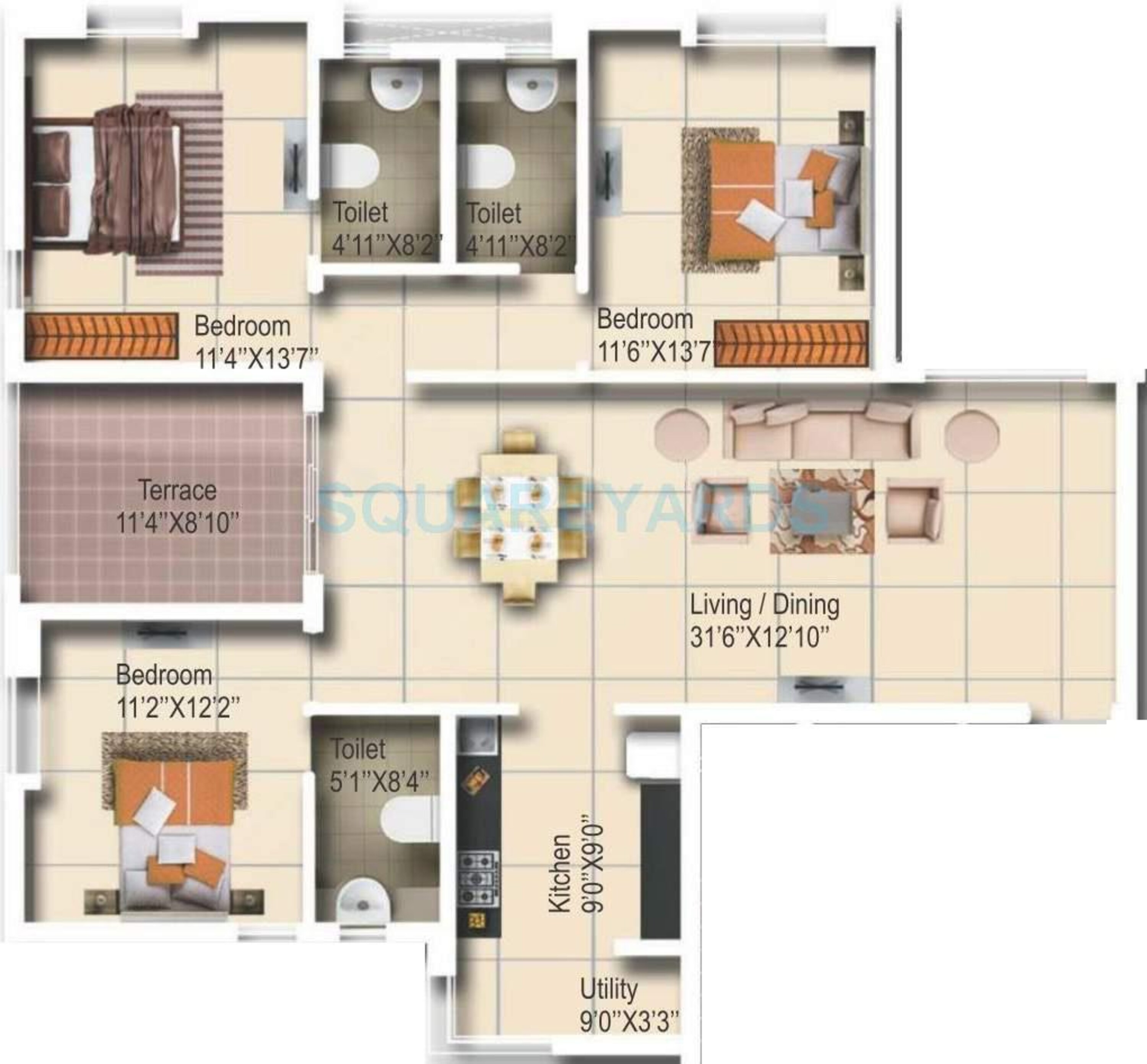 vascon aurum apartment 3bhk 1595sqft 10248