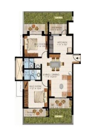 Floor plan of 2 BHK 1200 Sq. Ft. Apartment in Vascon Citron Phase 1, Pune