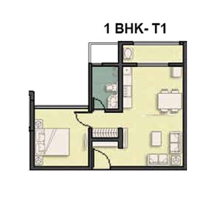 Floor plan of 1 BHK Apartment - 378 sq. ft. in Vascon Citron Phase 2, Pune