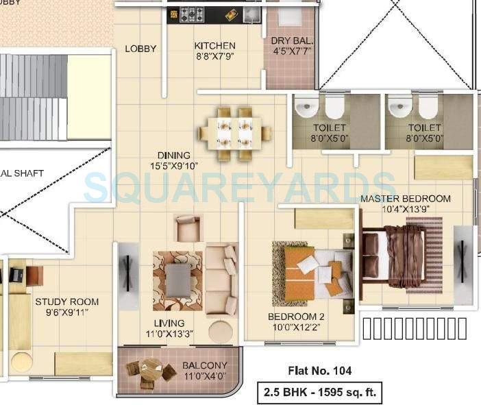 2 BHK 1595 Sq. Ft. Apartment