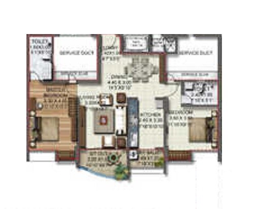 Floor plan of 2 BHK 856 Sq. Ft. Apartment in Vascon Forest County, Pune