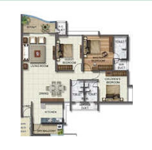 3 BHK 1158 Sq. Ft. Apartment