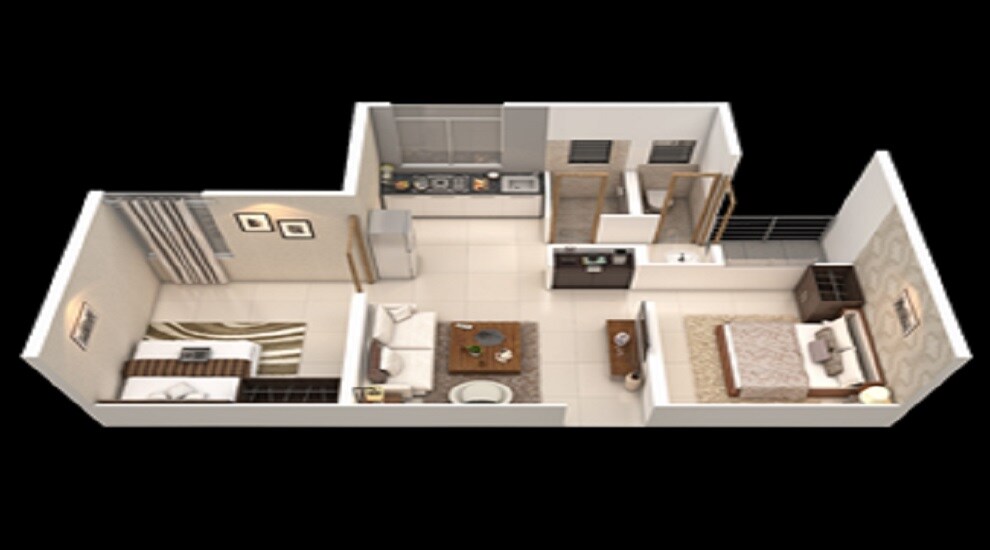 Floor plan of 2 BHK 426 Sq. Ft. Apartment in Vascon Goodlife Phase C, Pune
