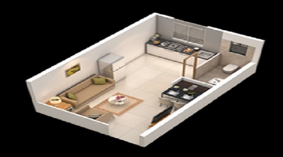 Floor plan of 196 Sq. Ft. Studio in Vascon Goodlife, Pune
