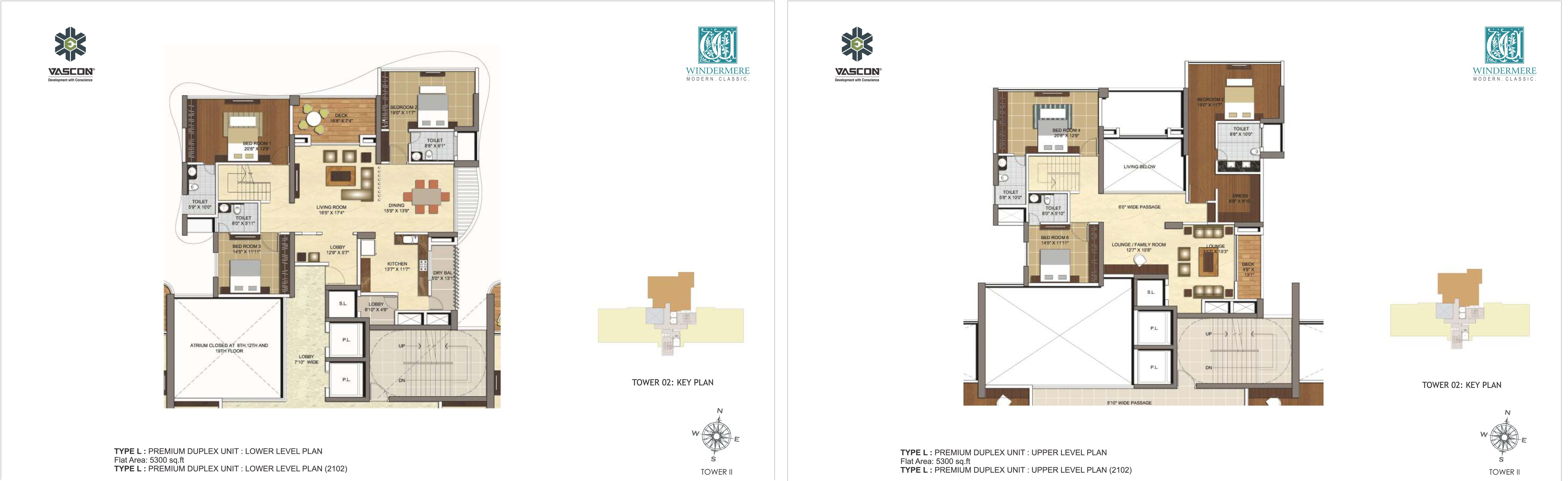 Floor plan of 5 BHK 5300 Sq. Ft. Apartment in Vascon Windermere, Pune