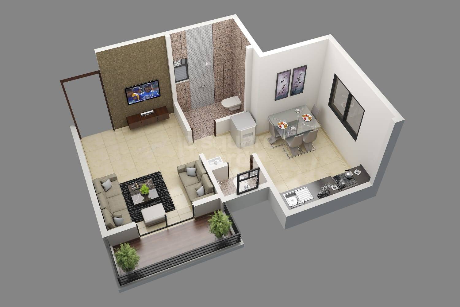 Floor plan of 304 Sq. Ft. Studio in Vastu Shilp Apartments, Pune