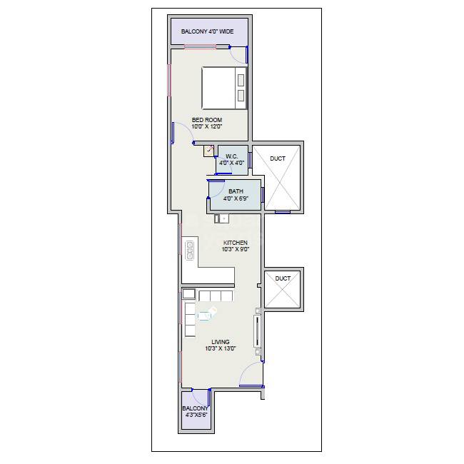 Floor plan of 1 BHK 510 Sq. Ft. Apartment in Vastuanand Monika Pride, Pune