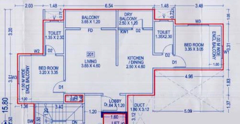 Floor plan of 2 BHK 752 Sq. Ft. Apartment in Vastupurna Golden Heights, Pune