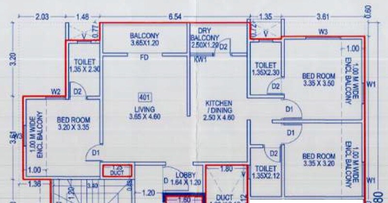 Floor plan of 3 BHK 944 Sq. Ft. Apartment in Vastupurna Golden Heights, Pune