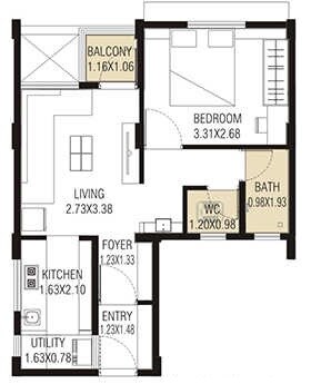 Floor plan of 1 BHK 370 Sq. Ft. Apartment in Vastushodh Anandgram Ketkawale, Pune