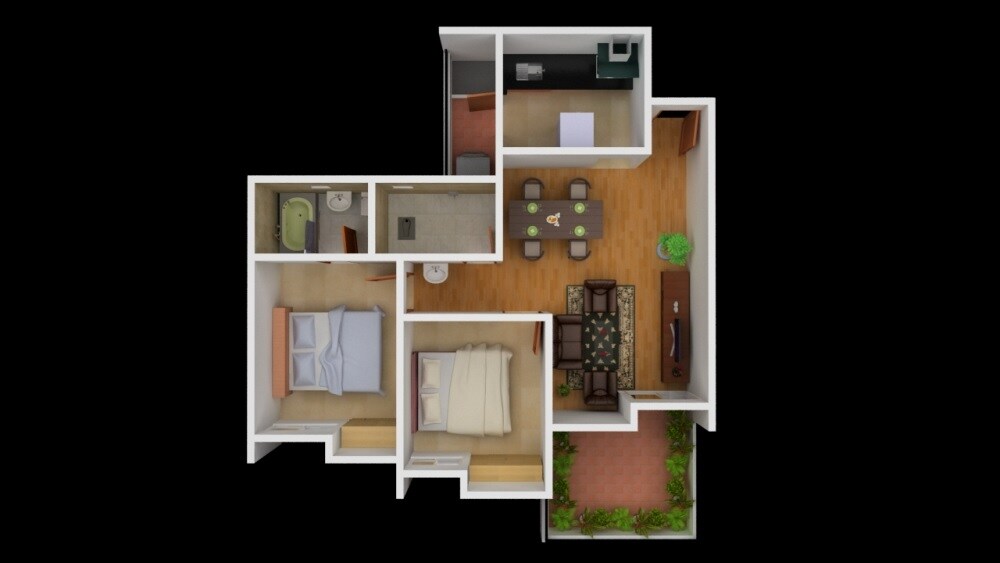 Floor plan of 2 BHK 954 Sq. Ft. Apartment in Vastushree Adrina Phase II, Pune