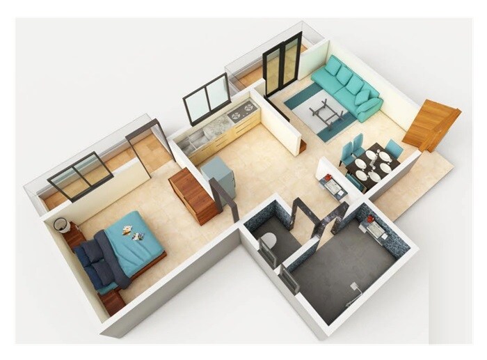 Floor plan of 1 BHK 468 Sq. Ft. Apartment in VB Navkar Height, Pune