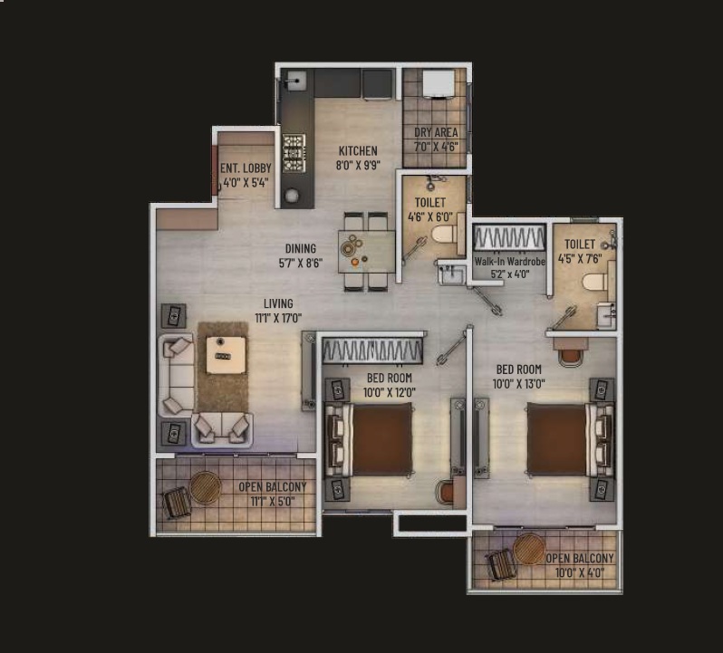 1 BHK 878 Sq. Ft. Apartment in Ved Laurels