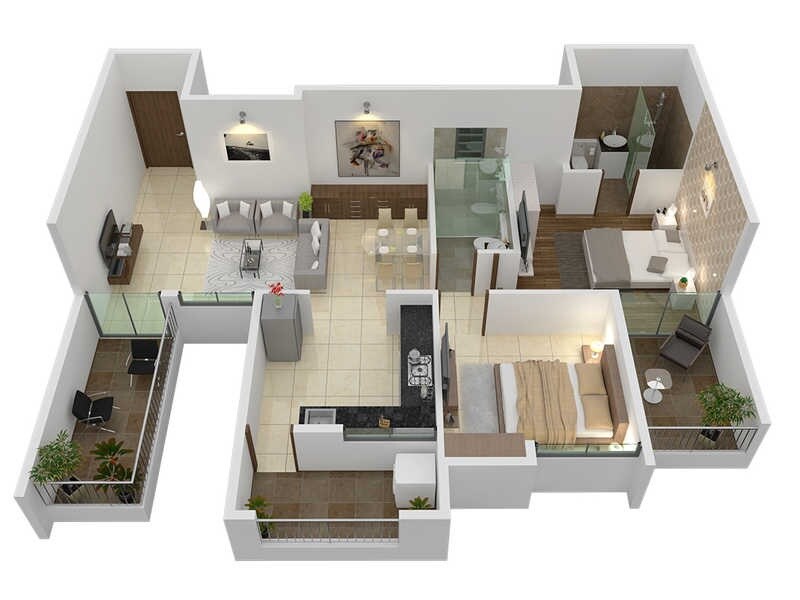 Floor plan of 2 BHK 502 Sq. Ft. Apartment in Vedant Kingston Aura, Pune