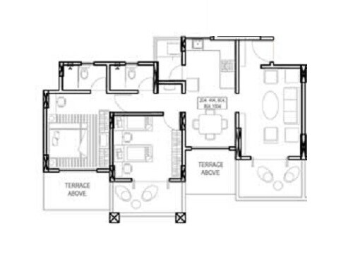 Floor plan of 2 BHK 611 Sq. Ft. Apartment in Vedant Kingston Serene, Pune