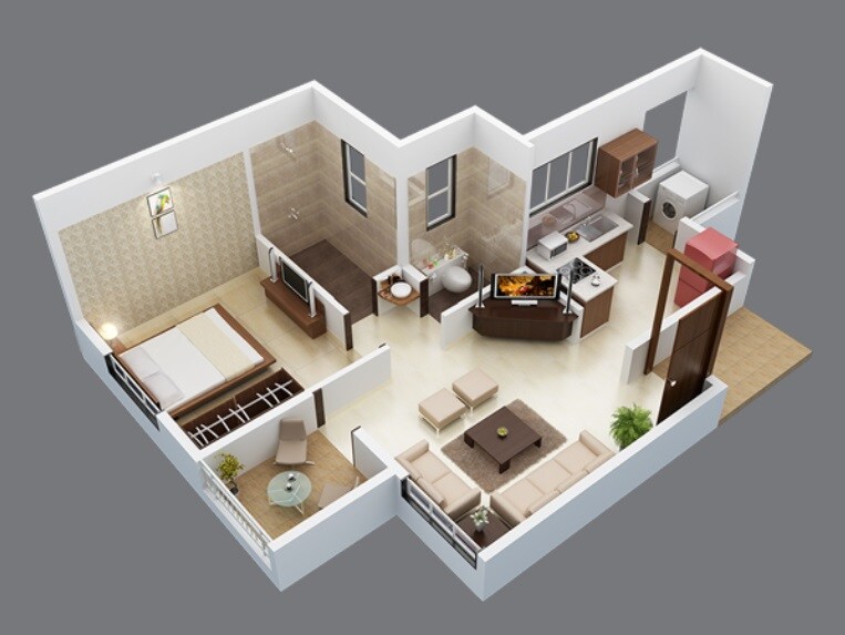 Floor plan of 1 BHK 516 Sq. Ft. Apartment in Vednirmitee Aashritha, Pune