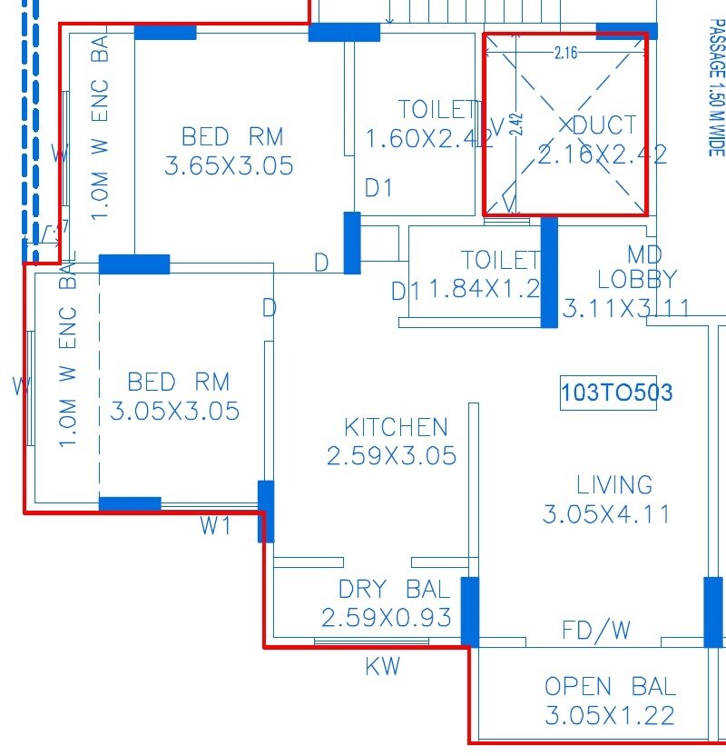 Floor plan of 2 BHK 614 Sq. Ft. Apartment in Veer Shivansh, Pune