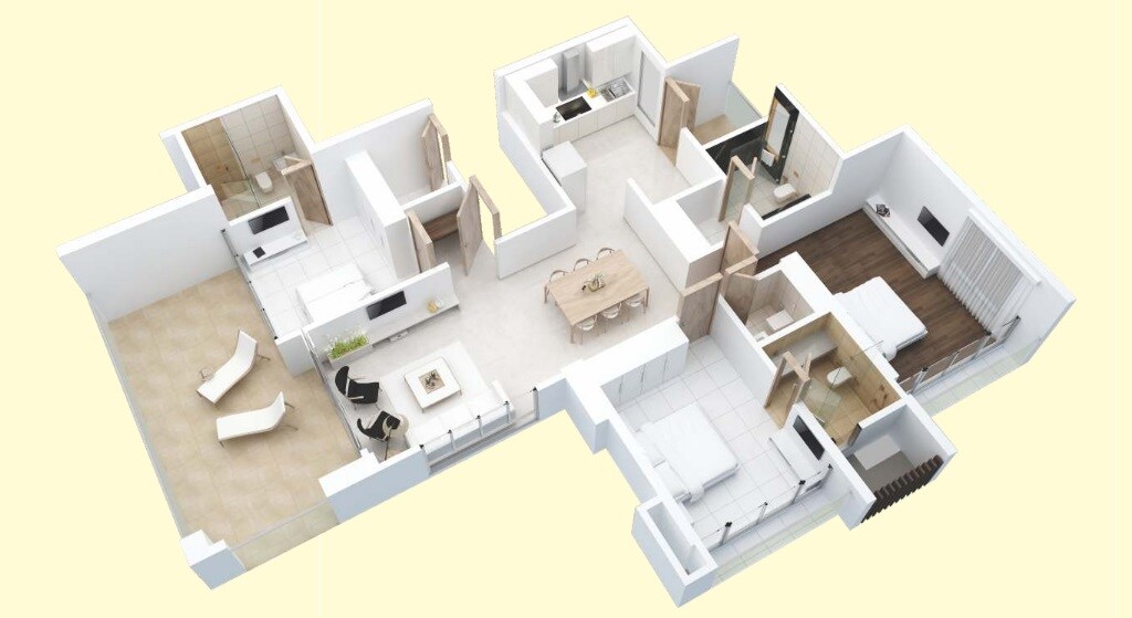 3 BHK 1076 Sq. Ft. Apartment