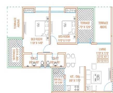 2 BHK 892 Sq. Ft. Apartment