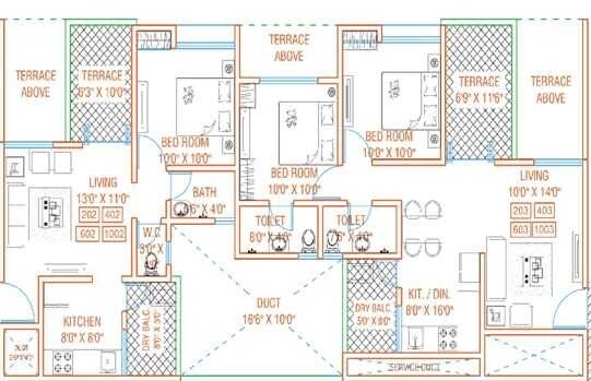 3 BHK 1600 Sq. Ft. Apartment
