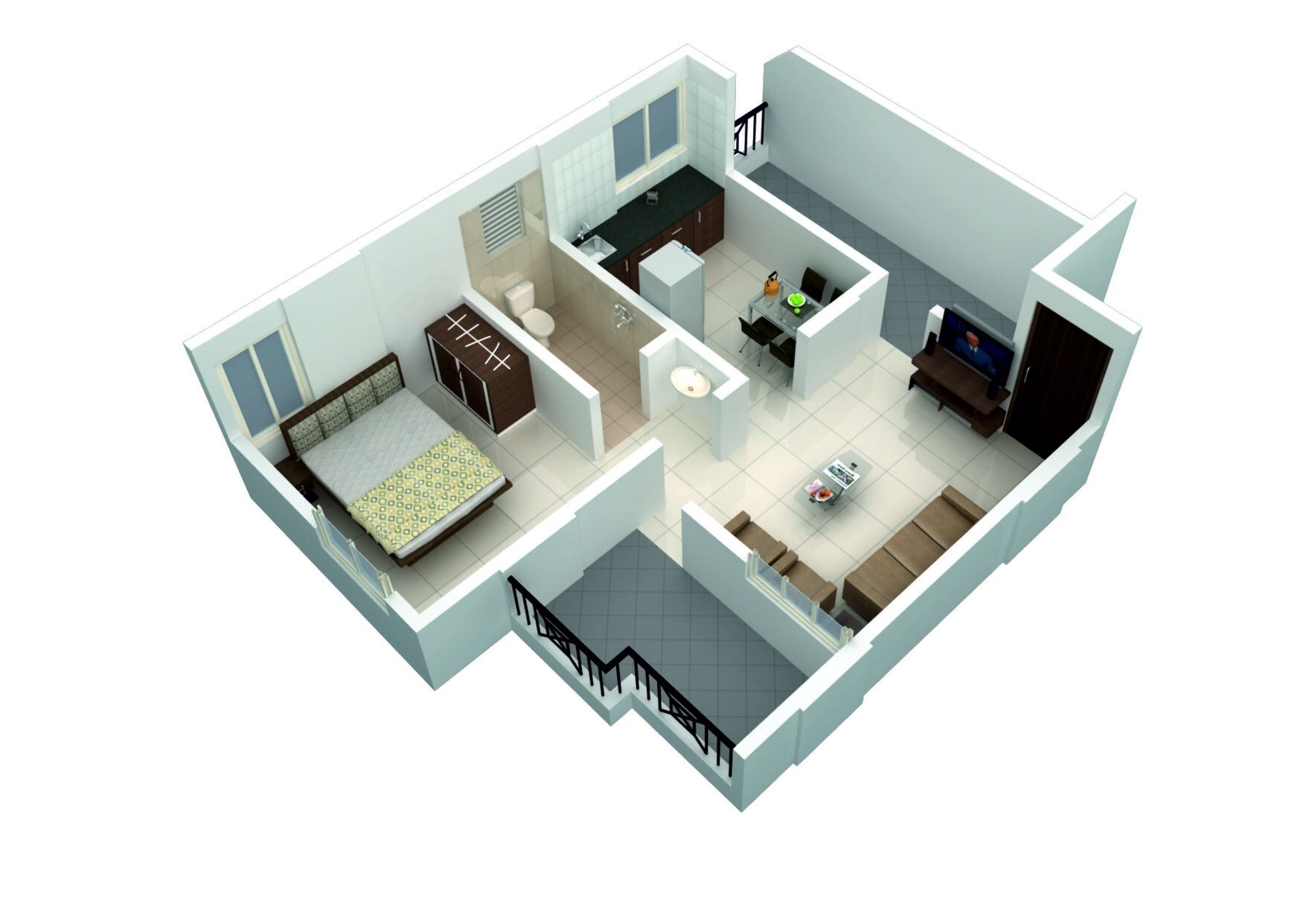Floor plan of 1 BHK 364 Sq. Ft. Apartment in Venkatesh Galaxy, Pune