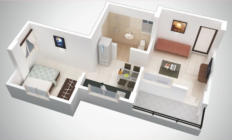 Floor plan of 1 BHK 486 Sq. Ft. Apartment in Venkatesh Galaxy, Pune