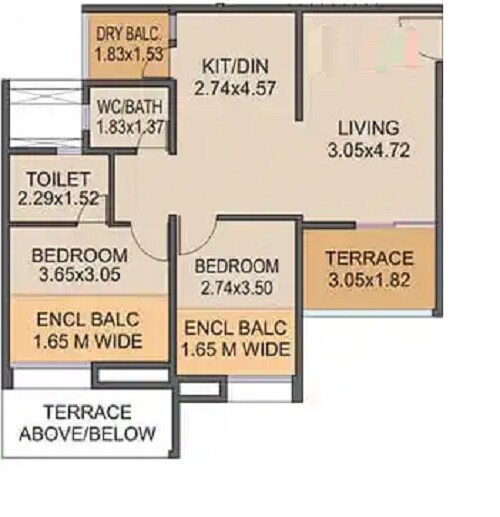 Floor plan of 2 BHK 700 Sq. Ft. Apartment in Venkatesh Graffiti, Pune