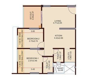  2 BHK Apartment at Venkatesh Graffiti Elan, Keshav Nagar – for Rent