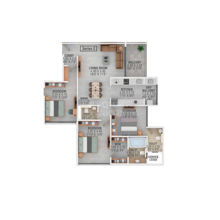 Other, venkatesh-laurel 3 Bedroom 1296 Sq.Ft. Apartment In Shivajinagar Pune 9116670