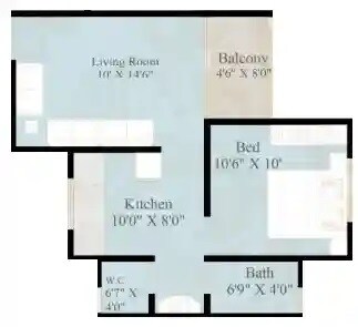 1 BHK 405 Sq. Ft. Apartment