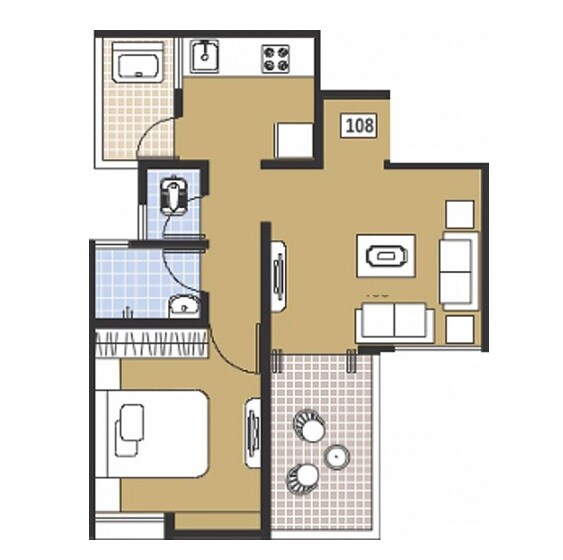 Floor plan of 1 BHK 420 Sq. Ft. Apartment in Venkatesh Nandanvan, Pune