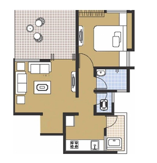 Floor plan of 1 BHK 568 Sq. Ft. Apartment in Venkatesh Nandanvan, Pune