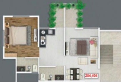 Floor plan of 1 BHK 648 Sq. Ft. Apartment in Venkatesh Oxy Elegance, Pune