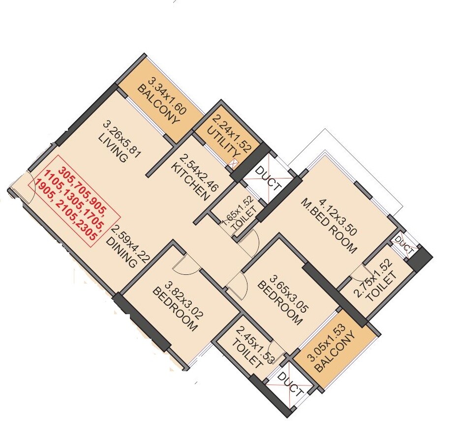 Other, venkatesh-skydale 3 Bedroom 1282 Sq.Ft. Apartment In Hingne Khurd Pune 9294225