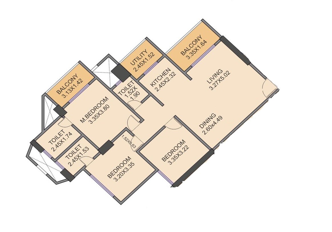 3 BHK 1035 Sq. Ft. Apartment