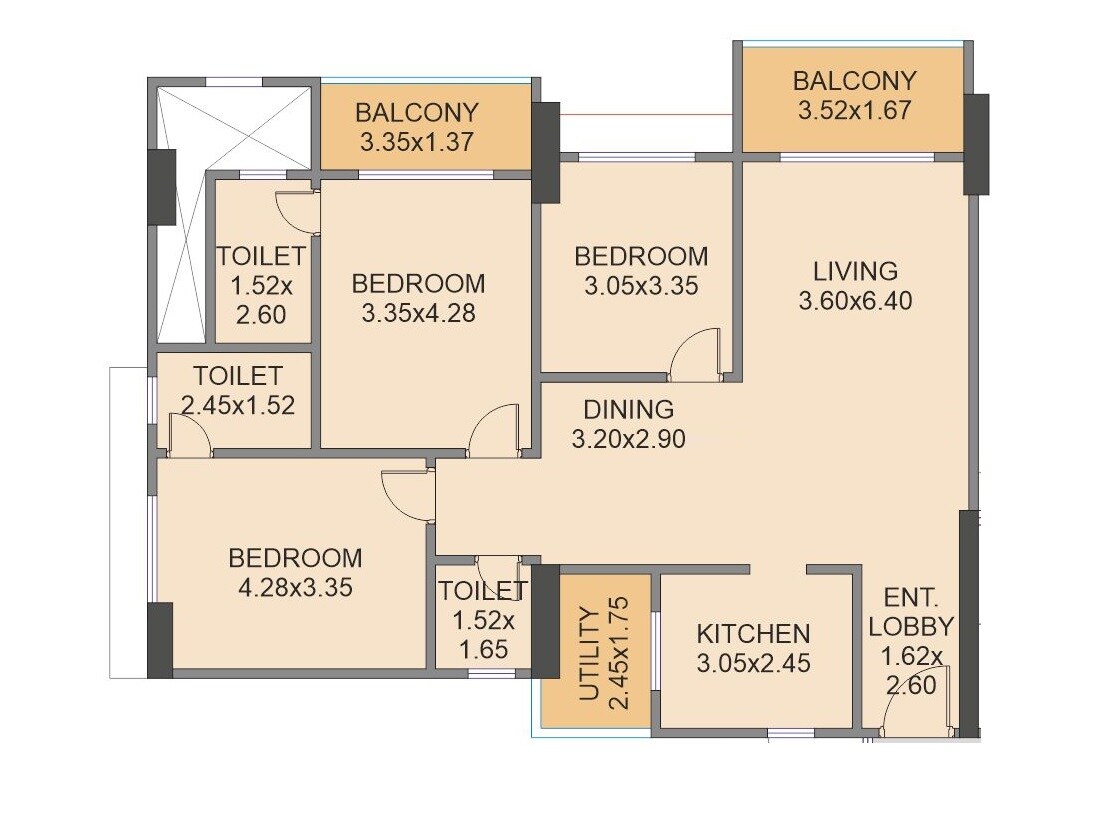 3 BHK 1278 Sq. Ft. Apartment