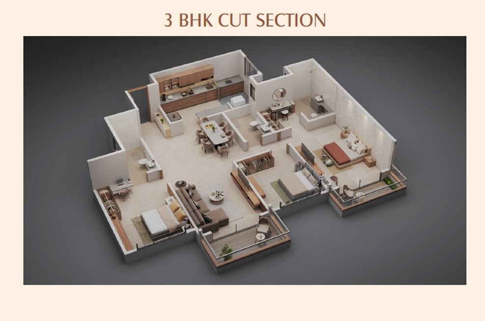 3 BHK 1220 Sq. Ft. Apartment