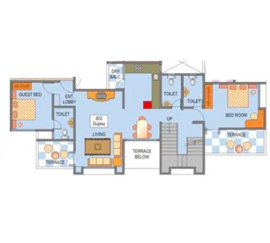 Floor plan of 2 BHK 750 Sq. Ft. Apartment in Venkateshwara Silver Moon, Pune