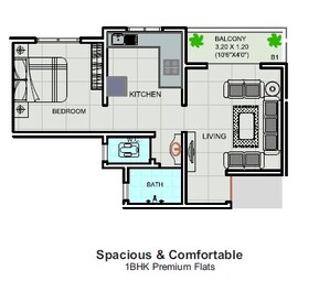 1 BHK 431 Sq. Ft. Apartment in Victory Rajlaxmi Residency