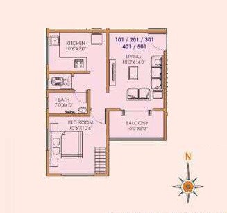 Floor plan of 1 BHK 477 Sq. Ft. Apartment in Vidya Kaka Classic, Pune