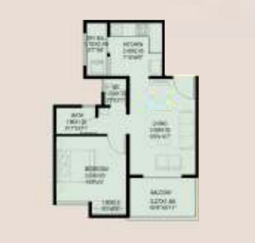 Floor plan of 1 BHK 530 Sq. Ft. Apartment in Vighnaharta Life Canvas, Pune